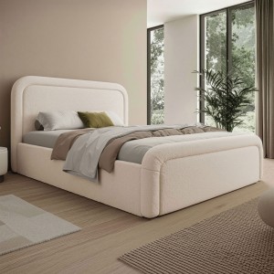 Łóżko tapicerowane z pojemnikiem SFG0154 | 180x200 | Boucle | Cream #33 | OUTLET