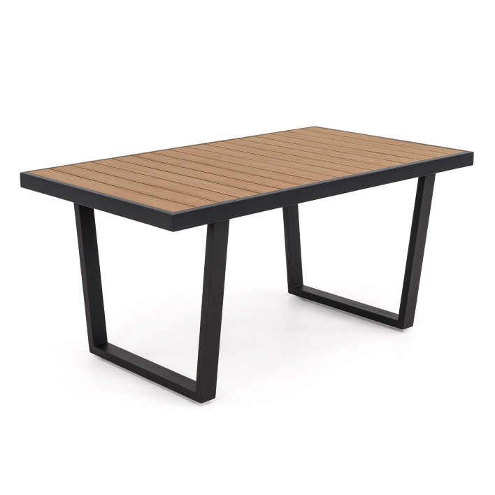 Zestaw mebli ogrodowych z aluminium SYCYLIA DUO | Czarny + imitacja drewna | Szare poduszki - 13