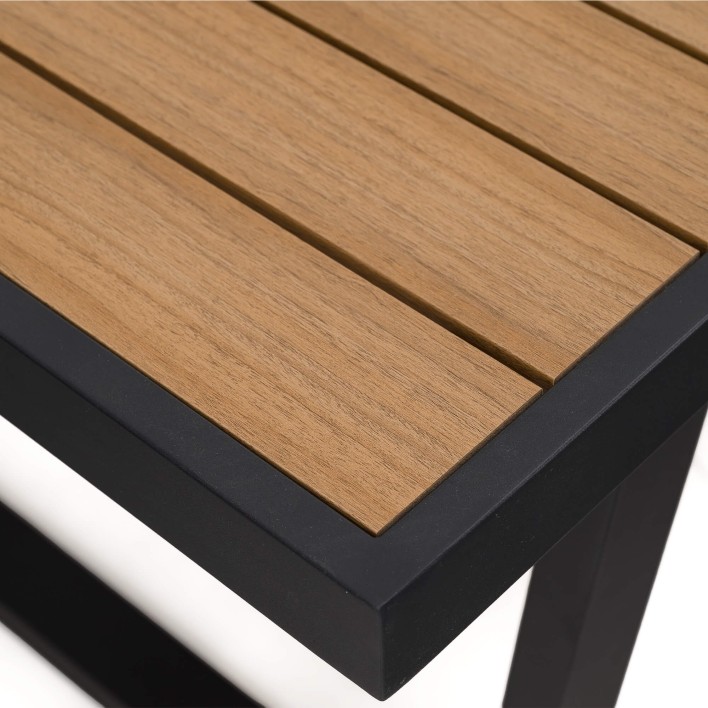 Zestaw mebli ogrodowych z aluminium SYCYLIA DUO | Czarny + imitacja drewna | Szare poduszki - 16