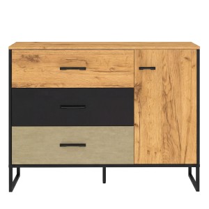 Komoda industrialna COLT 06 dąb craft złoty/czarny/stal | SZYBKA WYSYŁKA