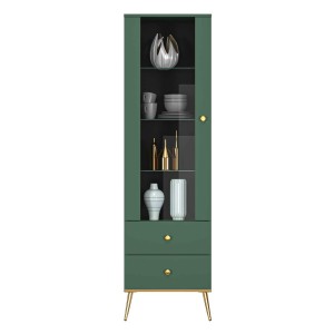 Witryna nowoczesna FOREST 01 zielony/złoty