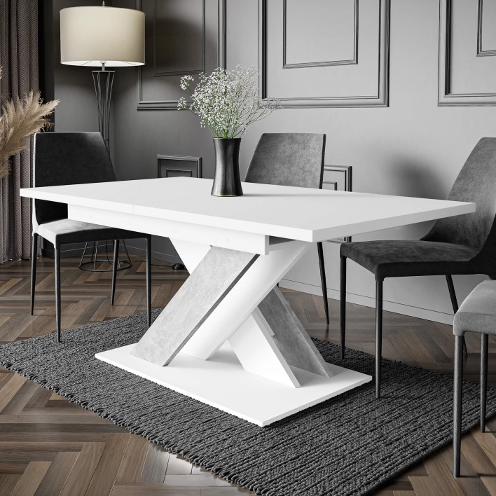 Stół rozkładany BRONX | 140-180x80 | Biały, beton3.jpg