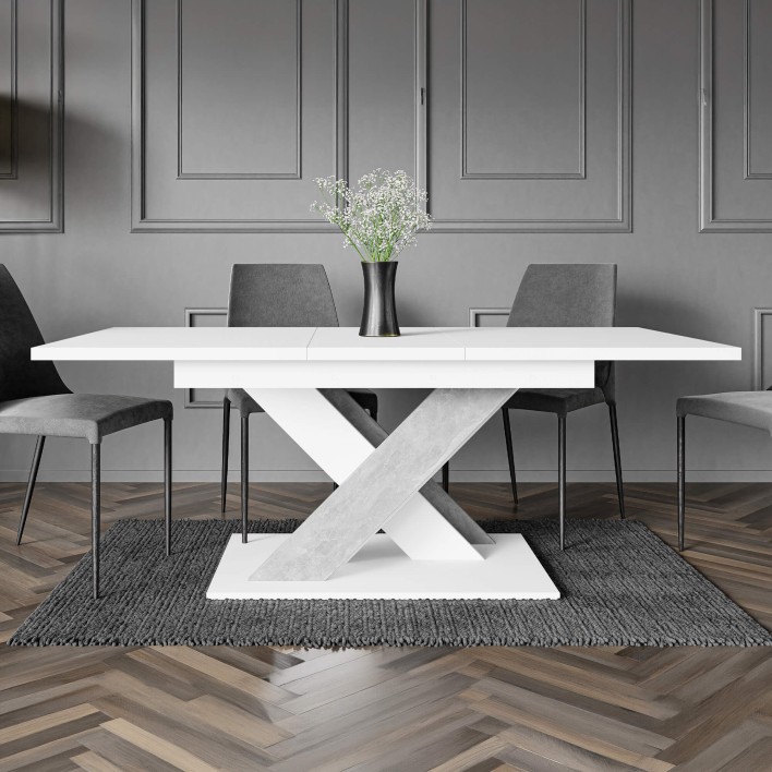 Stół rozkładany BRONX | 140-180x80 | Biały, beton4.jpg