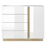 ARCO (M) KOMODA 138CM 1D4S - BIAŁY POŁYSK / DĄB GRANDSON