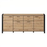 Duża komoda AKTIV 4D2S / 24TWLK25 / dąb taurus, czarny