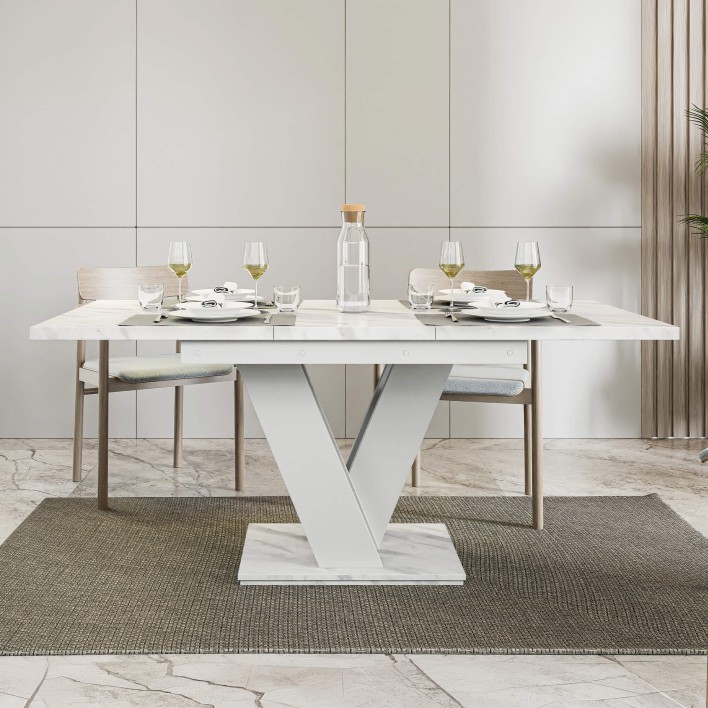 Stół rozkładany MASIV | 120-160x80 | Biały marmur5.jpg