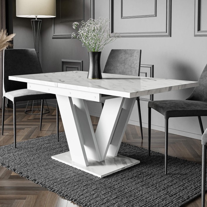 Stół rozkładany MASIV | 120-160x80 | Biały marmur3.jpg