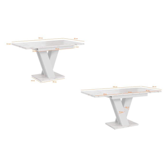 Stół rozkładany MASIV | 120-160x80 | Biały marmur6.jpg