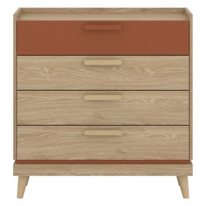 Komoda 4S SCANDI | Dąb olejowany-ceglany