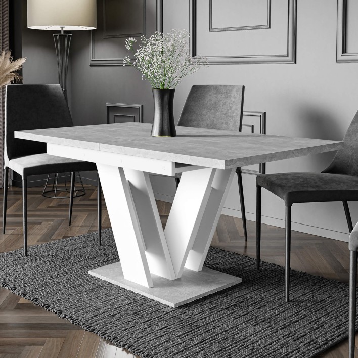 Stół rozkładany MASIV | 120-160x80 | Biały, beton3.jpg