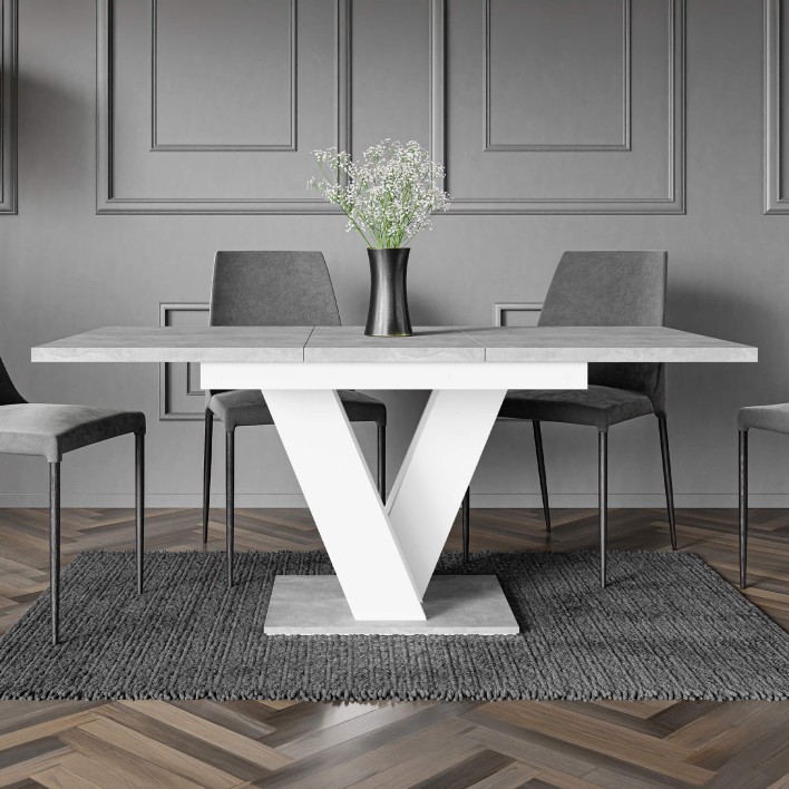 Stół rozkładany MASIV | 120-160x80 | Biały, beton4.jpg