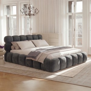 Łóżko tapicerowane z pojemnikiem SFG0201 | 180x200 | Welur |  Jasny Szary #53