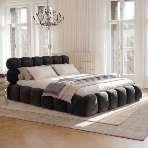 Łóżko tapicerowane z pojemnikiem SFG0201 | 140x200 | Welur  | Czarny #84