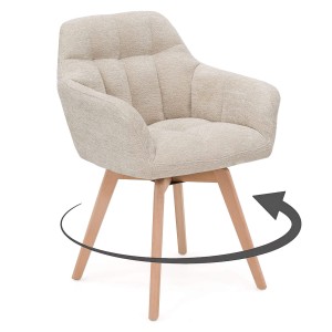 Krzesło obrotowe FREJA 3 RAVEN Beż #24 noga drewniana