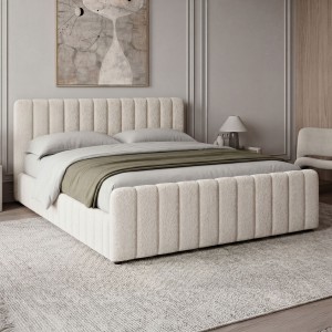 Łóżko tapicerowane SF1078 | 140x200 | Boucle | Biały #2 