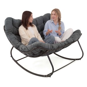 Ogrodowa sofa, fotel 2 osobowy bujany, poduszka szara #219