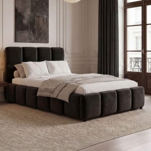 Łóżko tapicerowane z pojemnikiem 4583G | 120x200 | Welur | Czarny #80