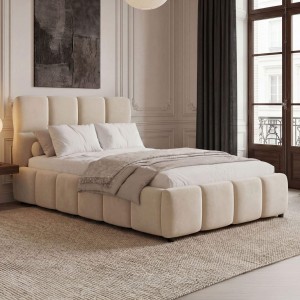 Łóżko tapicerowane z pojemnikiem 4583G | 120x200 | Welur | Jasny beż #6