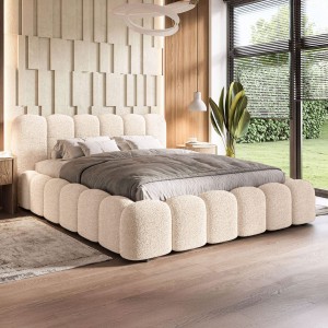 Łóżko tapicerowane z pojemnikiem SFG0183P | 180x200 | Boucle | Ecru #33 | SZYBKA WYSYŁKA