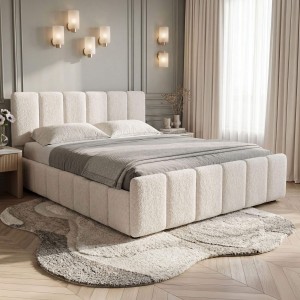 Łóżko tapicerowane SF1077 | 160x200 | Boucle | Biały #2