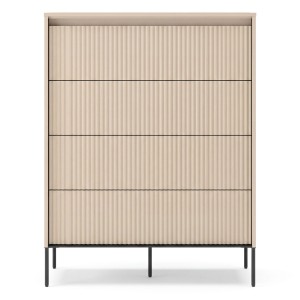 Komoda z szufladami TREND TS-04 4S | Oświetlenie LED | Beż piaskowy, czarny | SZYBKA WYSYŁKA