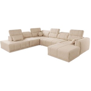 Narożnik REVELLO X | Prawostronny | Funkcja spania, pojemnik, regulowane zagłówki i oparcia | Cloud 03 | SZYBKA WYSYŁKA