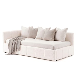 Łóżko tapicerowane z pojemnikiem 5084G-L | 90x200 | Boucle | Biały #6