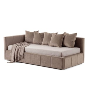 Łóżko tapicerowane z pojemnikiem 5084G-L | 90x200 | Welur | Ciemny beż #10