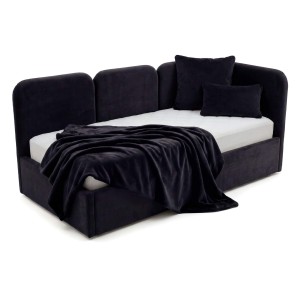 Łóżko tapicerowane z pojemnikiem 5086G-R | 90x200 | Welur | Czarny #80