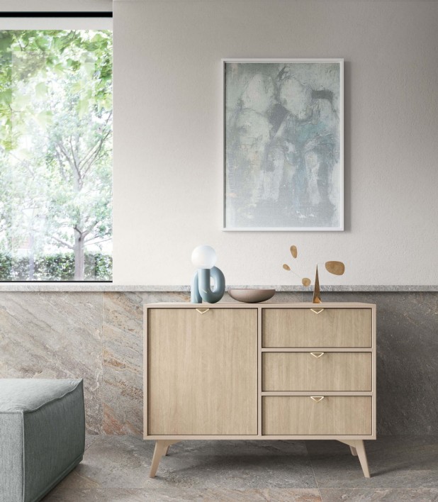 komoda boho beżowa FOREST beż piaskowy/jodełka scandi