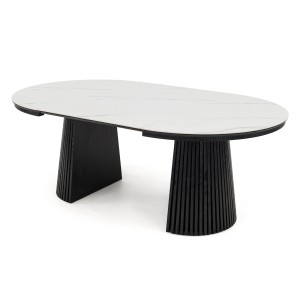 Stół okrągły rozkładany IMPERIAL | 120/160/200 Czarny | blat ceramiczny