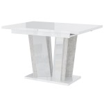 Stół rozkładany DOHA 2 | 120-160x80 | Biały połysk, beton