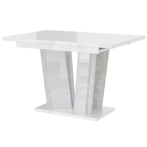 Stół rozkładany DOHA 2 | 120-160x80 | Biały połysk, beton