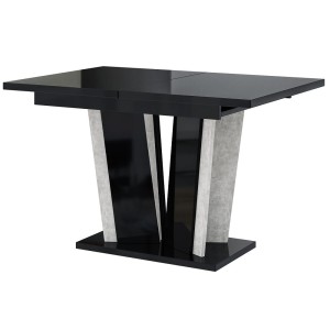 Stół rozkładany DOHA 2 | 120-160x80 | Czarny połysk, beton