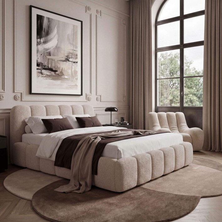 Łóżko tapicerowane z pojemnikiem 5427G | 160x200 | Boucle | Ecru #33 - 11