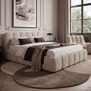  Łóżko tapicerowane z pojemnikiem SFG0213 | 180x200 | Boucle | Ecru #33