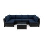 Zestaw mebli ogrodowych z technorattanu ALVANI HK | Czarny | Navy blue poduszki | OUTLET-3