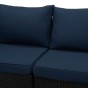 Zestaw mebli ogrodowych z technorattanu ALVANI HK | Czarny | Navy blue poduszki | OUTLET-12