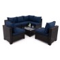 Zestaw mebli ogrodowych z technorattanu ALVANI HK | Czarny | Navy blue poduszki | OUTLET-16
