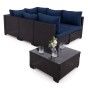Zestaw mebli ogrodowych z technorattanu ALVANI HK | Czarny | Navy blue poduszki | OUTLET-18