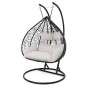 Fotel wiszący ogrodowy dwuosobowy SC-007 | Czarny | Poduszki jasno-szara-3