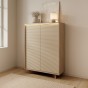Komoda wysoka SEMI | 2D + LED | Bolivar naturalny + cappuccino-2