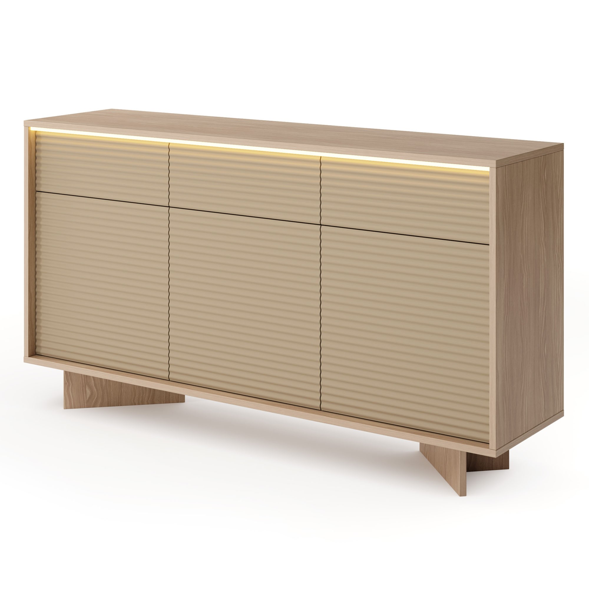 Komoda SEMI | 3D3S + LED | Bolivar naturalny + cappuccino