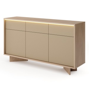 Komoda SEMI | 3D3S + LED | Bolivar naturalny + cappuccino