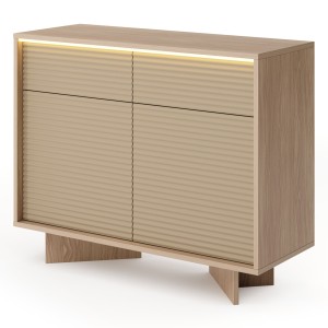 Komoda SEMI | 2D2S + LED | Bolivar naturalny + cappuccino