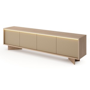 Szafka RTV SEMI | 200 4D + LED | Bolivar naturalny + cappuccino