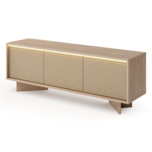 Szafka RTV SEMI | 154 3D + LED | Bolivar naturalny + cappuccino