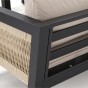 Zestaw mebli ogrodowych z aluminium SANTIAGO | Czarny + imitacja drewna | Beżowe poduszki | OUTLET-18