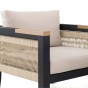 Zestaw mebli ogrodowych z aluminium SANTIAGO | Czarny + imitacja drewna | Beżowe poduszki | OUTLET-20