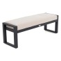 Zestaw mebli ogrodowych z aluminium SANTIAGO | Czarny + imitacja drewna | Beżowe poduszki | OUTLET-26